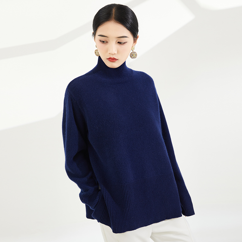 Dong Jie Style Wool Sweater for Women, High-Neck Knit, Loose and Thickened, New Autumn and Winter Style, Lazy Style Cashmere Base Shirt