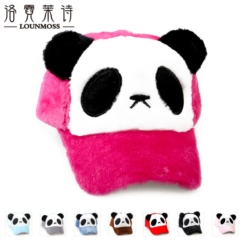 Panda hat parent-child hat winter warm plush hat couple baseball cap Korean version of children's peaked cap baby hat