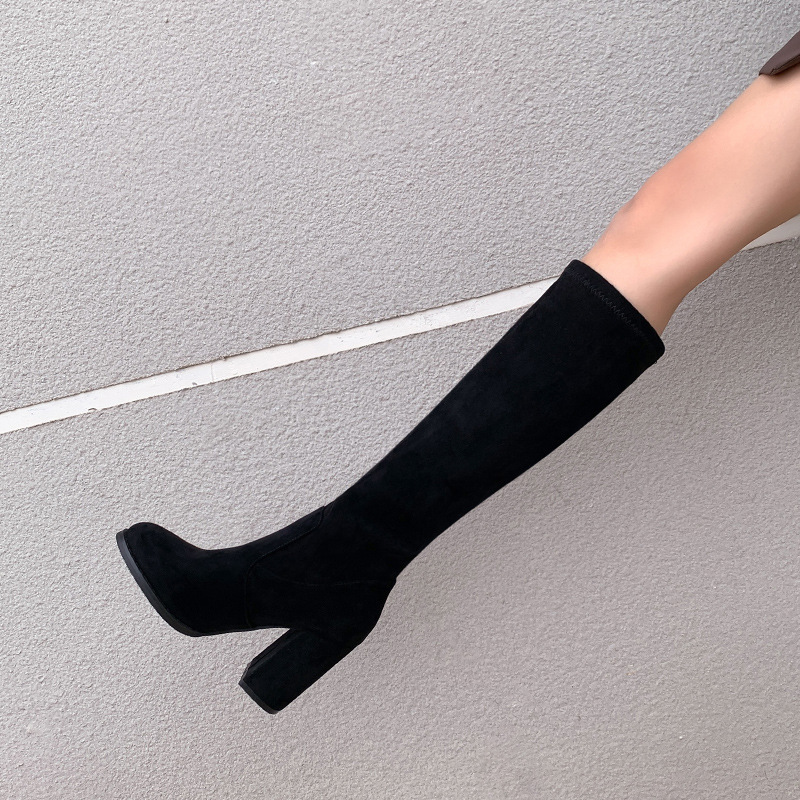 Over-The-Knee Boots for Women with Chunky Heels, 2024 Autumn and Winter, Slimming, Elastic High-Heeled Boots, Tall Boots That Slim the Legs, Long Boots with Fleece Lining Over-The-Knee Boots for Women with Chunky Heels, 2024 Autumn and Winter, Slimming, Elastic High-Heeled Boots, Tall Boots That Slim the Legs, Long Boots with Fleece Lining