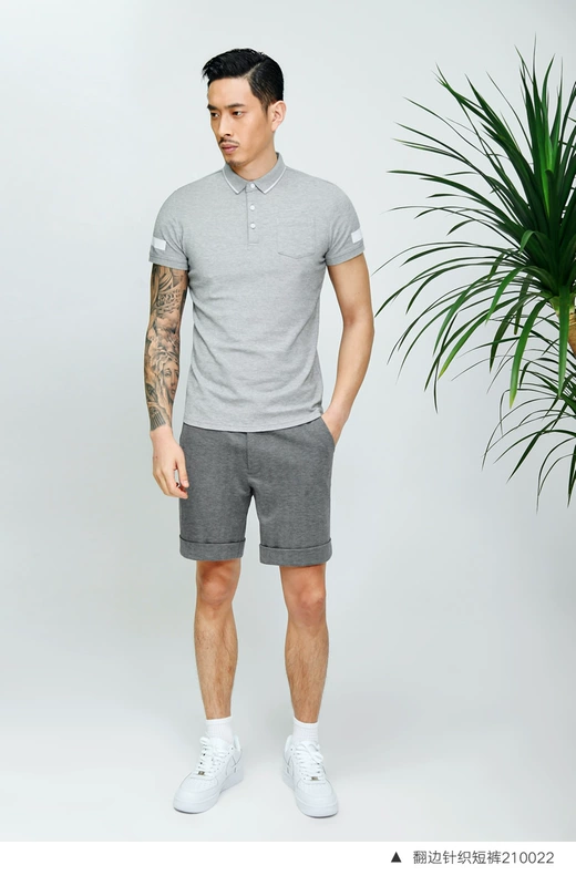 2 màu vuông trang trí áo polo mỏng Yuanben 020026 nam mùa hè kinh doanh giản dị áo thun cotton ngắn t shirt polo