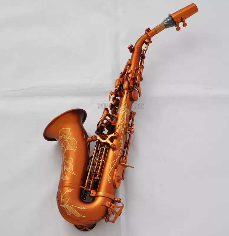 Mua sắm Saxophone Cà phê Uốn cong Treble Gió Bb Khắc mới Nhạc cụ phương Tây Nhạc cụ Saxophone