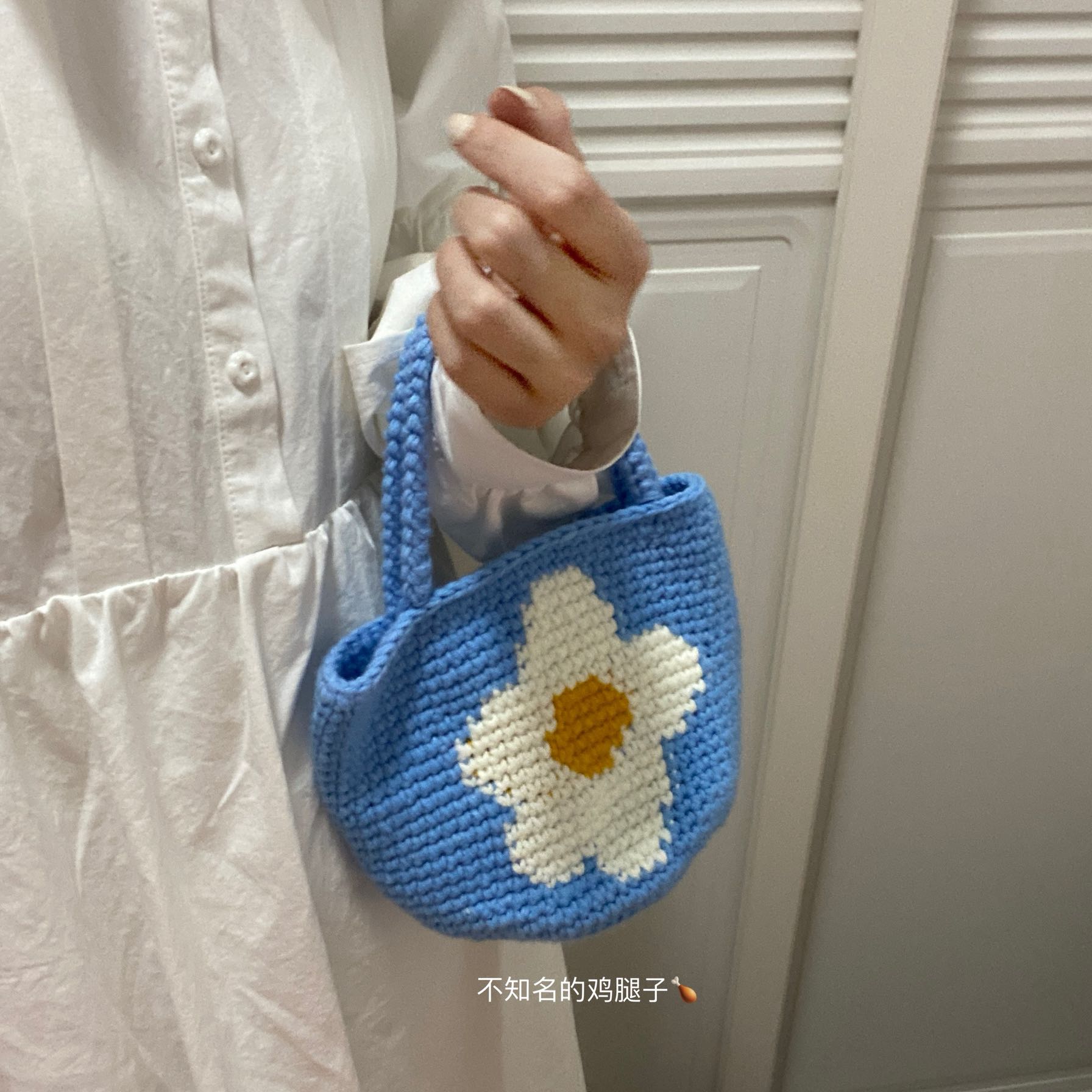 Small flower flower yarn woven bag material bag diagonal hand-held diy handmade flower coin purse Japan and South Korea ins