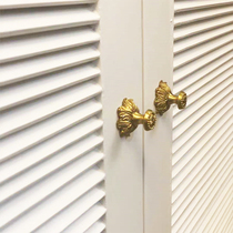 Craftsman Net Red new creative British European and American French handmade Pure Brass yellow cabinet wardrobe drawer single hole handle