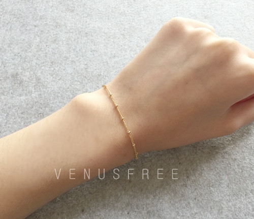 VF thủ công tùy chỉnh Hoa Kỳ nhập khẩu vàng 14K đậu Hà Lan tốt vòng đeo tay vòng cổ chuỗi xương đòn có thể được tùy chỉnh - Vòng chân vòng đeo chân cho nữ