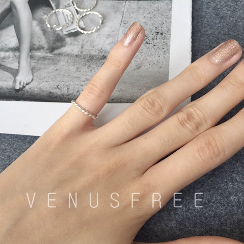 Venusfree handmade tùy chỉnh 925 sterling bạc twist ring ngón tay đeo nhẫn đuôi điều chỉnh vòng nhẫn cưới vàng 18k