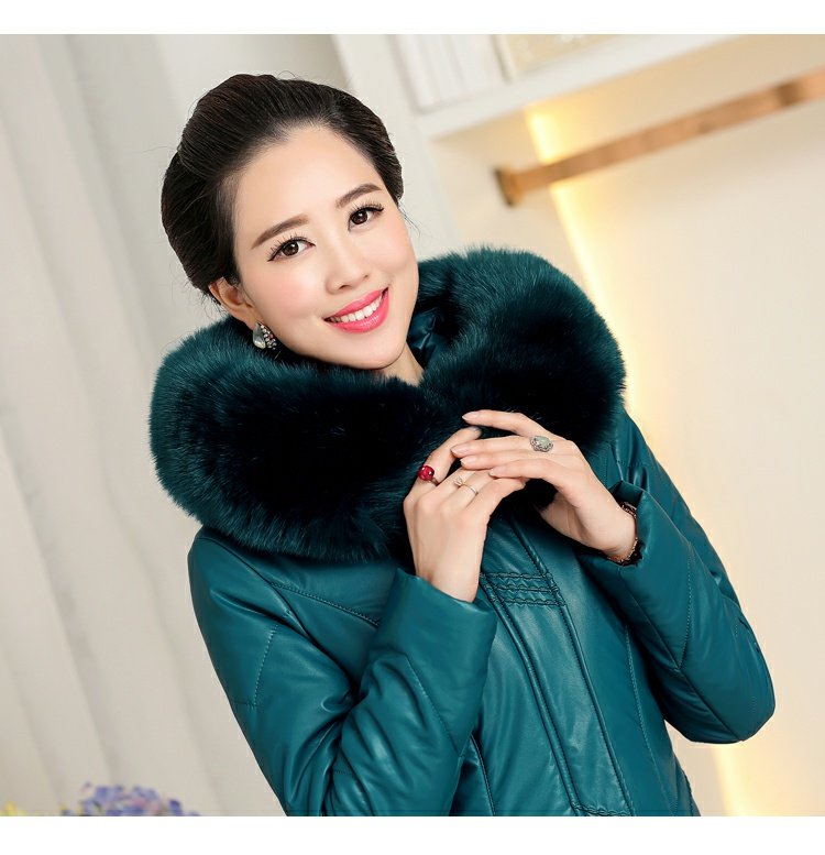 Mùa đông 2018 Áo choàng da alpaca da nữ dài lông cừu da lông cáo lông cỏ áo khoác da nữ xịn hàn quốc