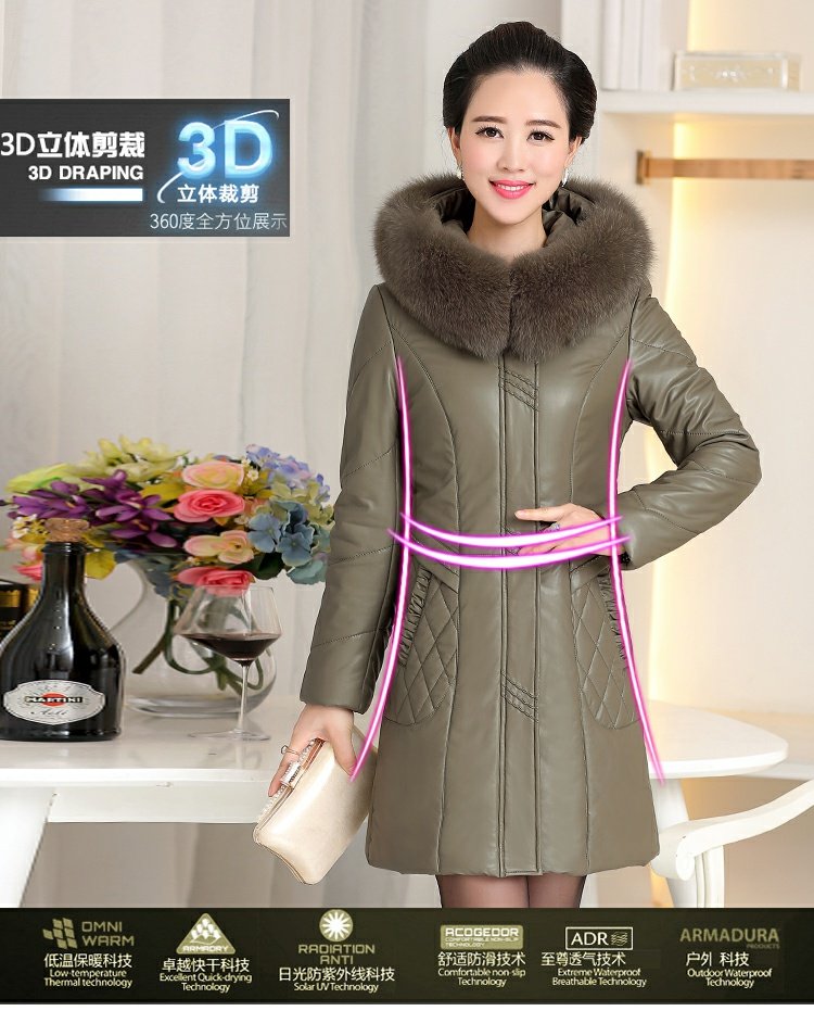 Mùa đông 2018 Áo choàng da alpaca da nữ dài lông cừu da lông cáo lông cỏ áo khoác da nữ xịn hàn quốc