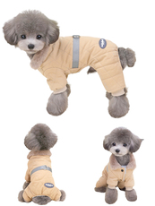 Одежда для животных 宠物狗衣服小型犬泰迪比熊四脚棉衣秋冬季加绒加厚保暖可牵引棉服 Mlj
