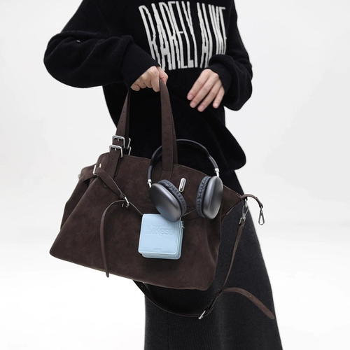 Простая работа/оригинальная замшевая коричневая сумка-тоут Gallinini в современном стиле, вместительная сумка через плечо через плечо