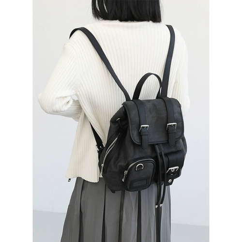 Простой/оригинальный универсальный карманный рюкзак большой вместительности в стиле пустыни Brown Diary с принтом тай-дай в черно-сером стиле.