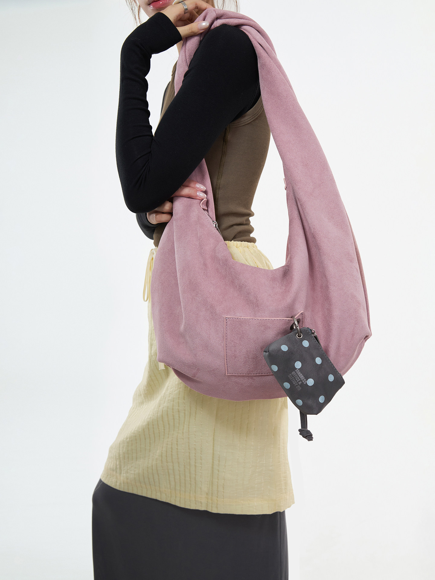 JANDRESS Mochi Pink Faux Leather Zip-Top Underarm Bag