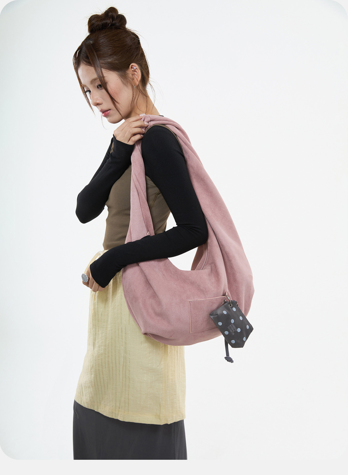 JANDRESS Mochi Pink Faux Leather Zip-Top Underarm Bag
