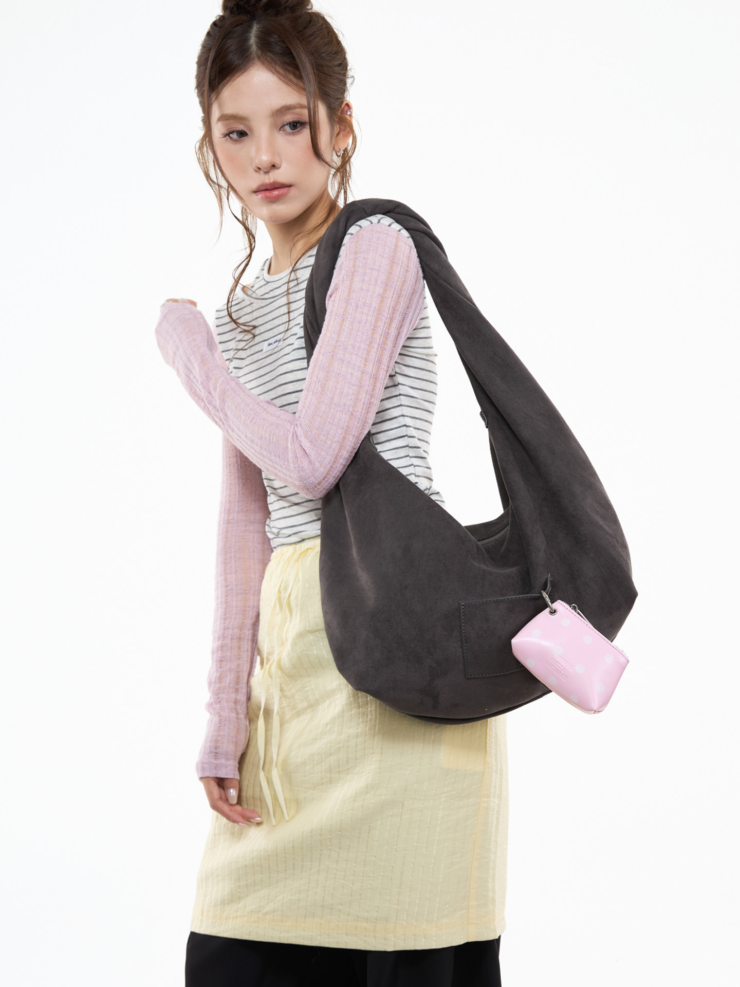 JANDRESS Blue-Grey Twist Pocket Underarm Bag