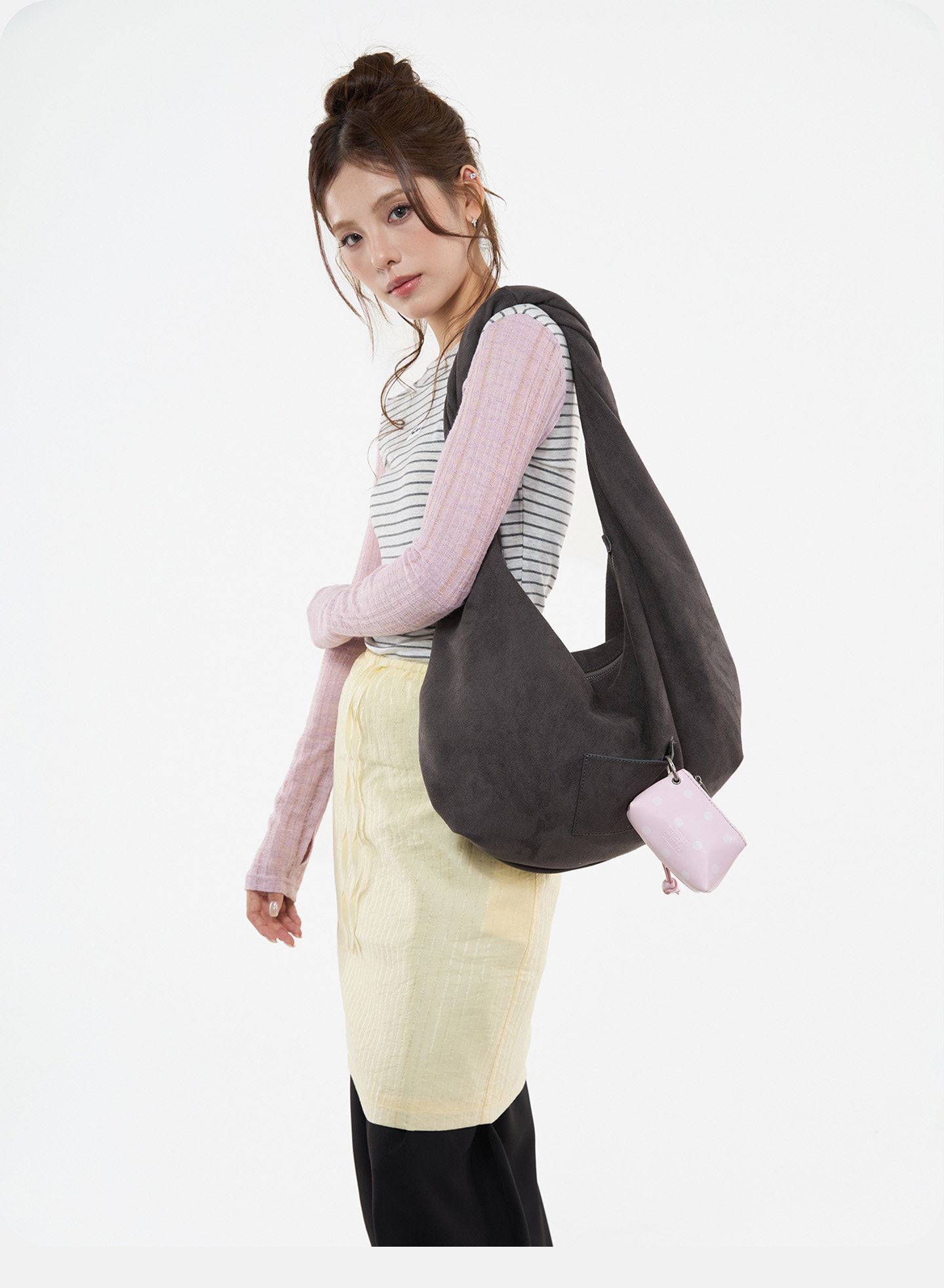 JANDRESS Blue-Grey Twist Pocket Underarm Bag