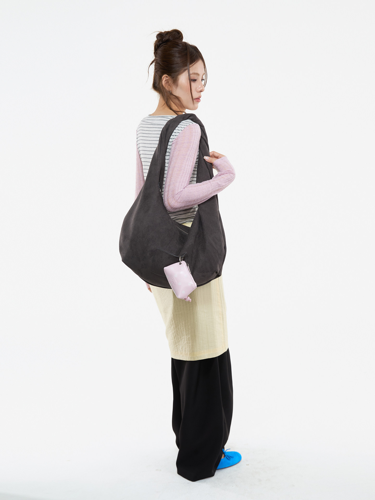 JANDRESS Blue-Grey Twist Pocket Underarm Bag