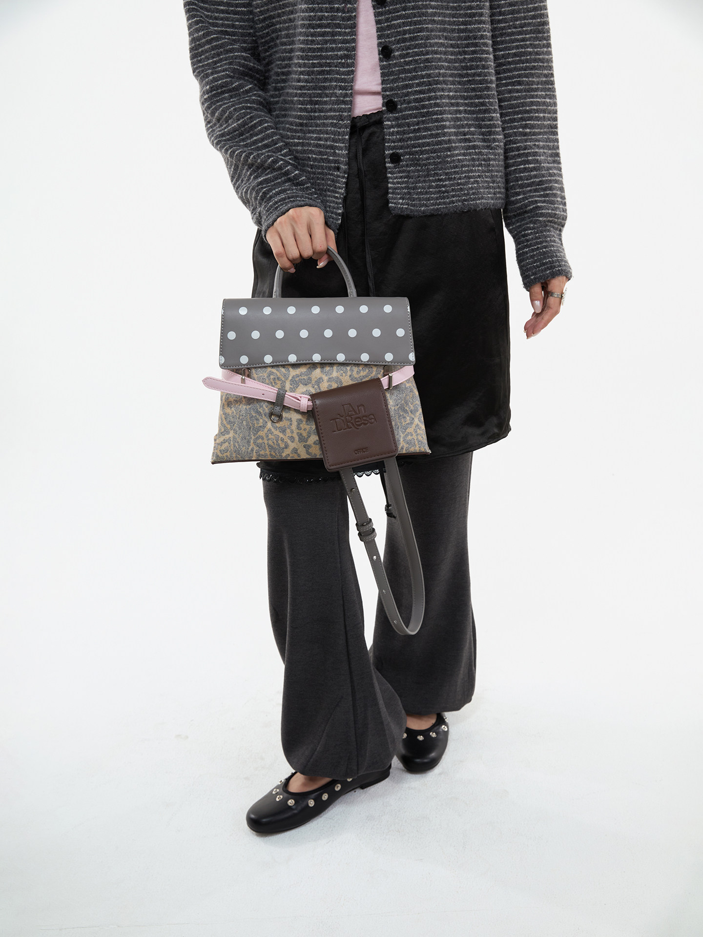 JANDRESS Gray Leopard Print Faux Leather Backpack