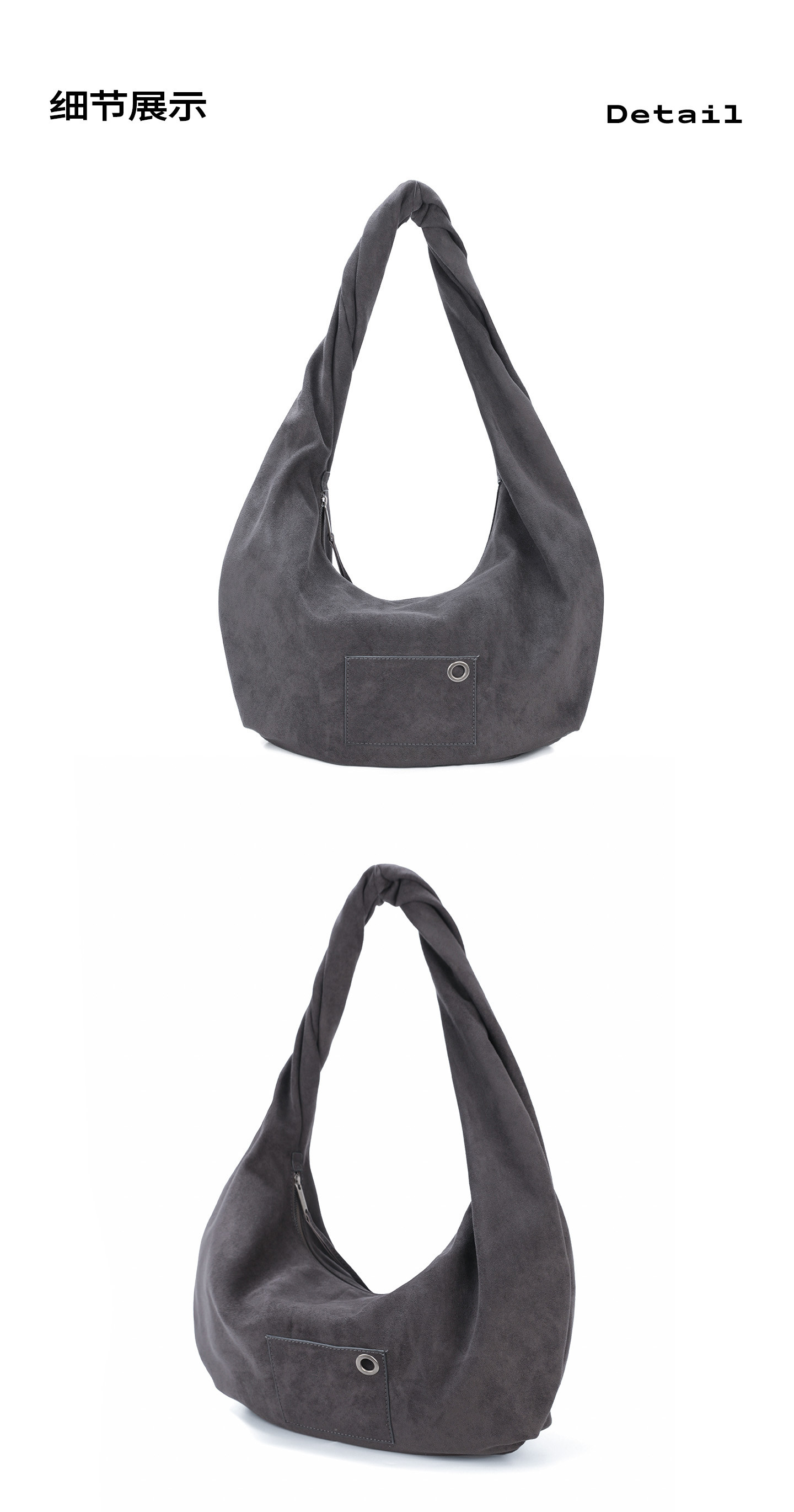 JANDRESS Blue-Grey Twist Pocket Underarm Bag
