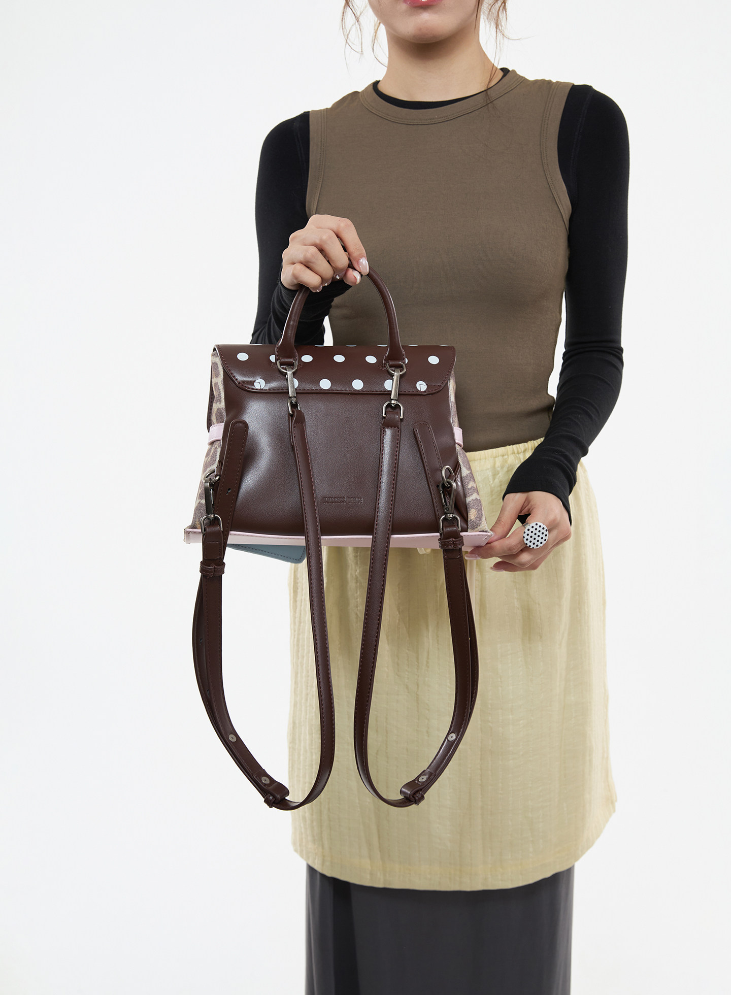 JANDRESS Brown Leopard Magnetic Snap Backpack