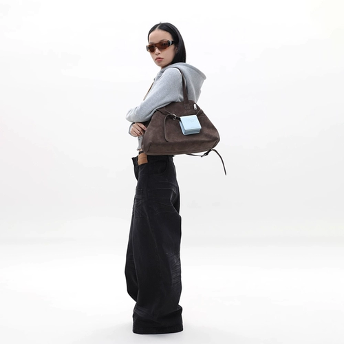 Простая работа/оригинальная замшевая коричневая сумка-тоут Gallinini в современном стиле, вместительная сумка через плечо через плечо