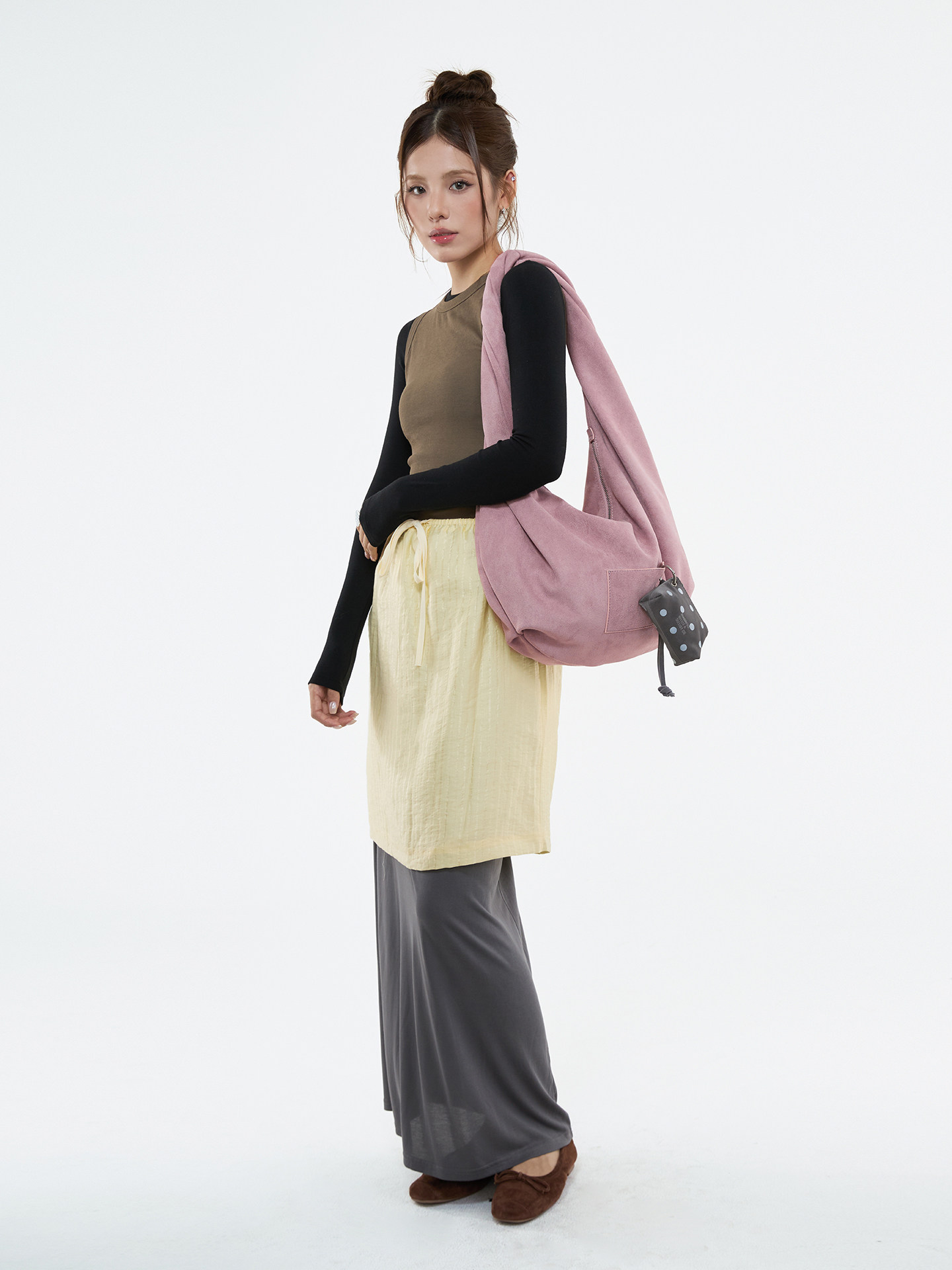 JANDRESS Mochi Pink Faux Leather Zip-Top Underarm Bag