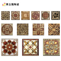 Throw gold brick waist line tile parquet antique brick mosaic Throw crystal brick wave line tile Living room floor tile corner flower