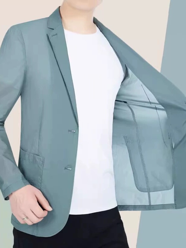 Summer Thin Loose Business Casual Suit Jacket Sun Protection Suit Men's Summer Ultra-Thin Ice Silk Single Suit Jacket