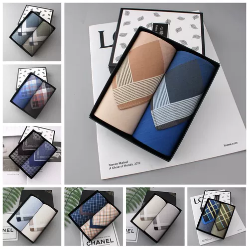 Хлопковый мужской носовой платок, мягкая модная экологичная подарочная коробка, подарок на день рождения, впитывает пот и запах