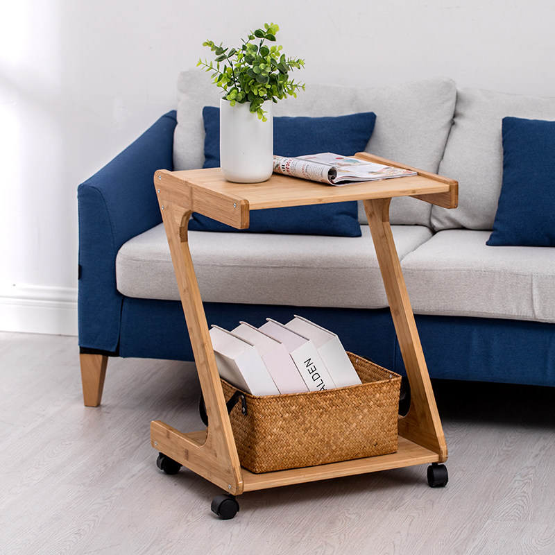 Mobile small tea table landing bedside table narrow sofa side corner cabinet tea bucket frame simple living room corner wheel