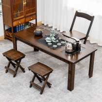 Modern Chinese office sofa Kung Fu tea table Simple solid wood tea table Office coffee table with electromagnetic stove one-piece table