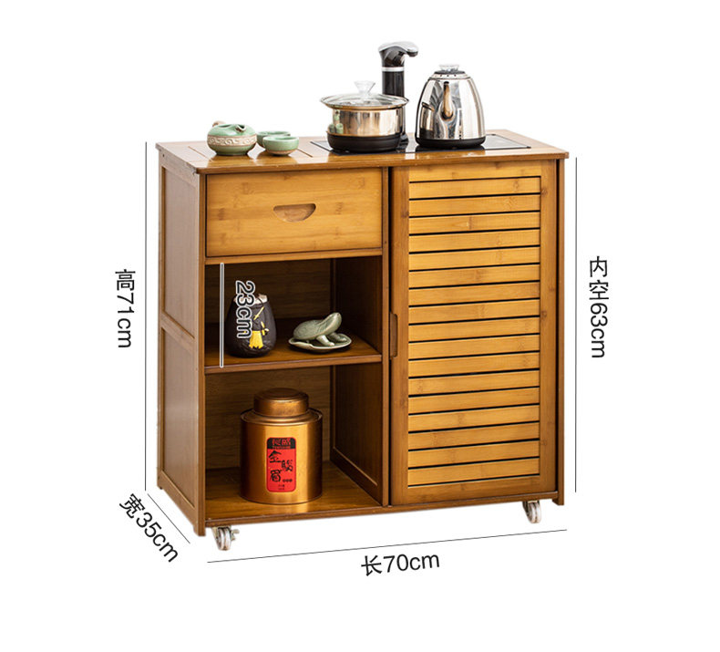 New Chinese solid wood tea cabinet Tea table Household tea cupboard Kettle one-piece tea cabinet Vertical table cabinet