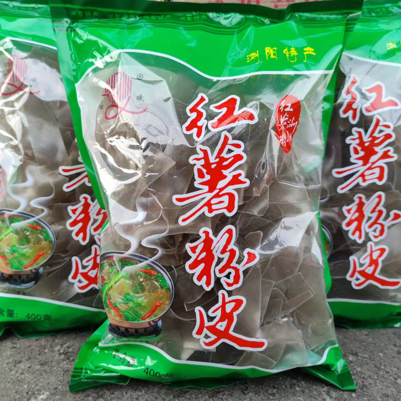 Tian Xi Hunan Farmhouse Sweet Potato Powder Strip Soup Fans Authentic Liuyang Artisanal Sweet Potato Powder Skin Sheet 400g Acid Spicy Powder Strips