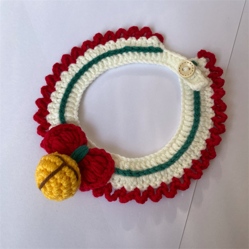 Kitty puppies Christmas knit Neck Pets Neckline Fur Line Saliva scarlet New Year's Eve Ornament Bib Collar of the Flower Bell