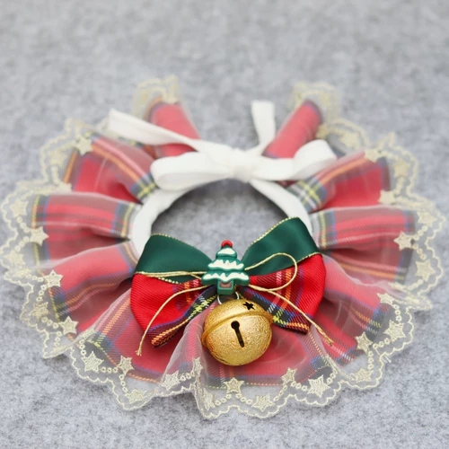 Рождественский чокер с бабочкой, плетеный слюнявчик, колокольчик, шарф, кот, домашний питомец