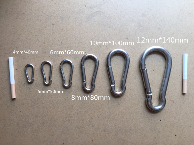 304 stainless steel spring buckle safety buckle carabiner wire diameter 456781012 hook hook silver white keychain