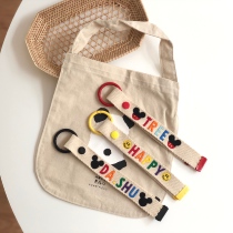 Korean ins same color letter custom ribbon smiley face ribbon Mickey embroidery baby name customization