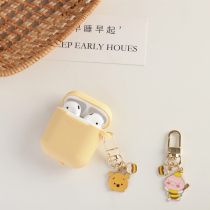 Custom Pooh honey pot peach airpods pendant keychain Apple Bluetooth earphone cover