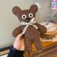Korean ins niche cute cookie bear doll soft cute cute healing gift bow bear comfort doll