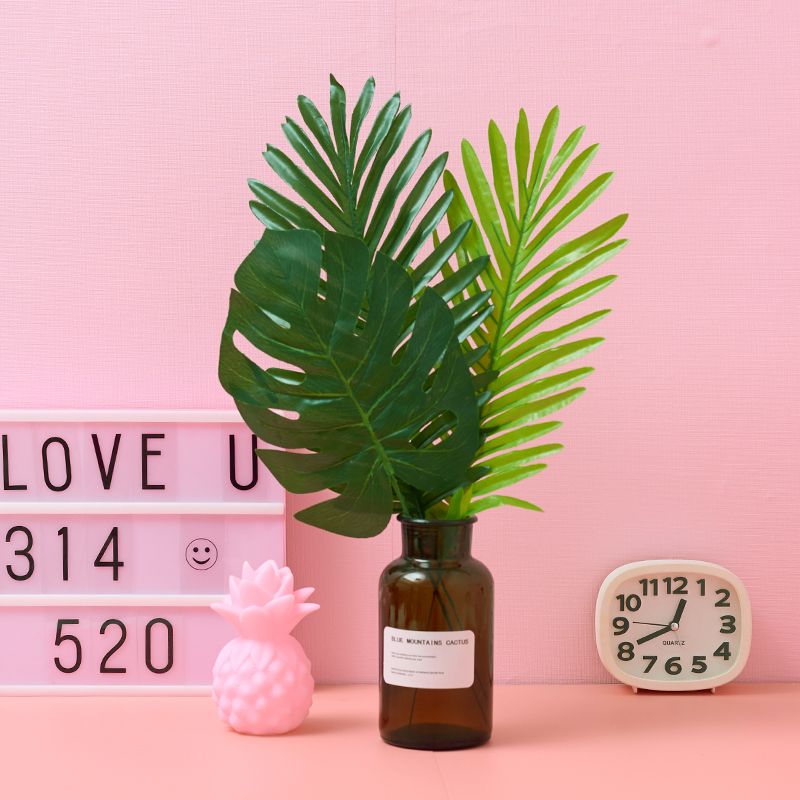 Nordic Emulation Thickened Tortoise Back Leaves Pine Branches Leaf Coconut Green Leaves Decorative Fake Leaves To Shoot Leaf Tabletop Pendulum Wall Mount