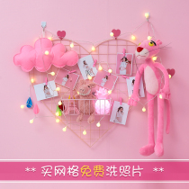 Wrought iron grid photo wall decoration Net celebrity ins wall Bedroom girl heart room layout Dormitory photo frame wall