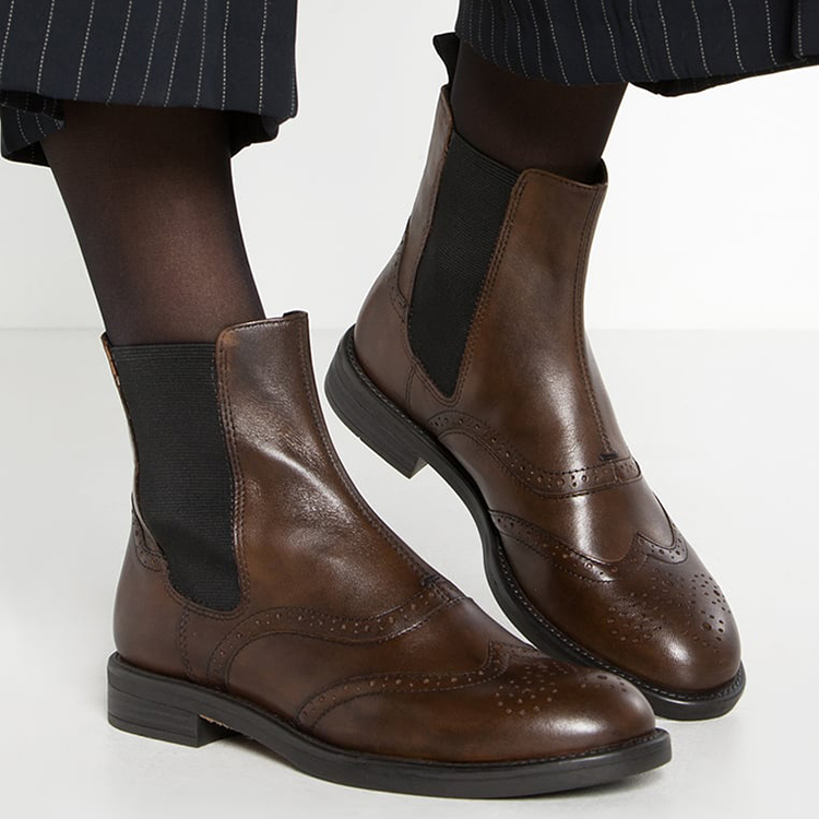 American Vagabond new genuine leather lacquer leather round head retro sleeve wearing tightness Chelsea midwomen short boots 4 colors