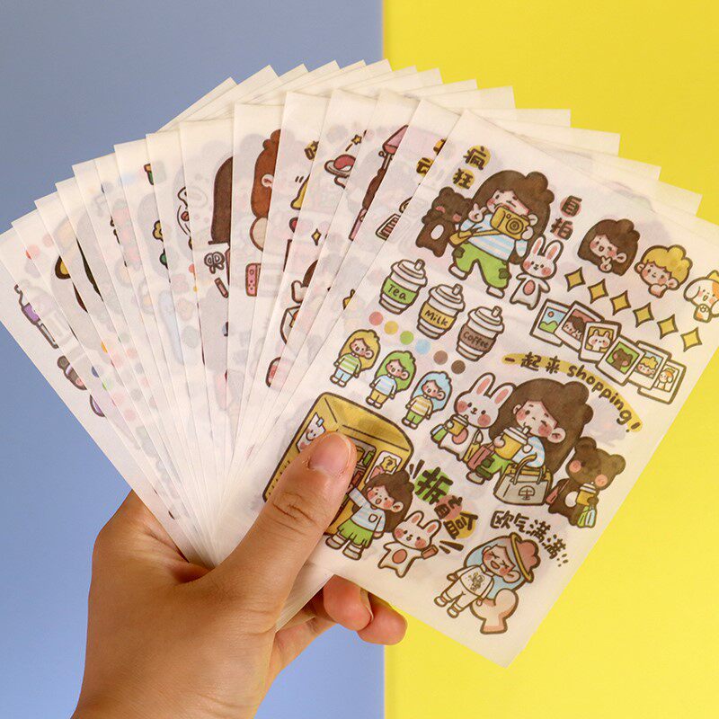 16 sheets of non-repetition wood Li and paper hand ledger sticker suit inwind adhesive decorative hand account small pattern hand ledger