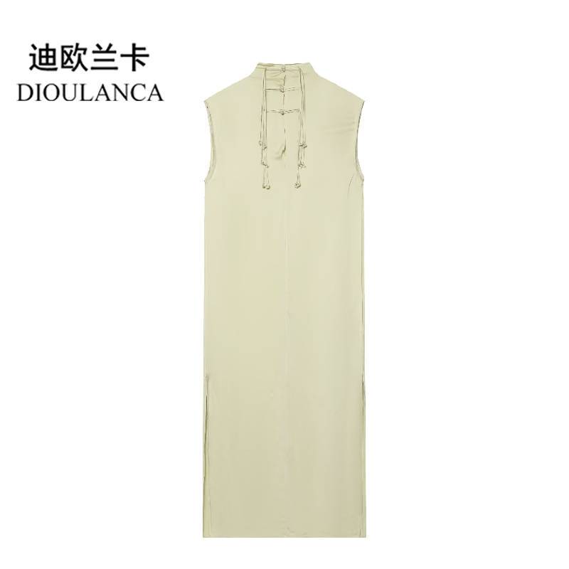 Dioulanca European and American Style Export Women's Clothing New Style Simple and Elegant Rope Knot Buckle Sleeveless Textured Skirt 2233110 Dioulanca European and American Style Export Women's Clothing New Style Simple and Elegant Rope Knot Buckle Sleeveless Textured Skirt 2233110