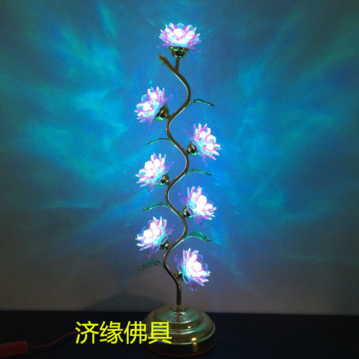 Zirim Buddha with seven products LED Seven Colourful Crystal Lotus lamp for the Buddha lamp Buddha for the lamp temple Buddha lamp