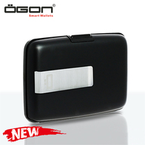 France OGON aluminum wallet mens metal wallet card bag multifunctional ultra-thin credit card RFID anti-theft brush business