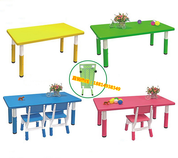 Children's table and chairs suit baby study table games table toy table Home Kindergarten table Plastic rectangle