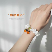 Princess difficult Hairband summer simple persimmon Persimmon smooth heart ~ summer rope 2021 new leather case female simple