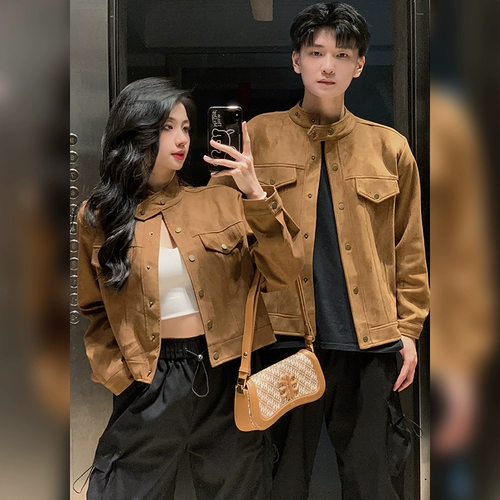 Осенняя демисезонная парная одежда для влюбленных, ретро трендовая куртка, изысканный стиль, в американском стиле