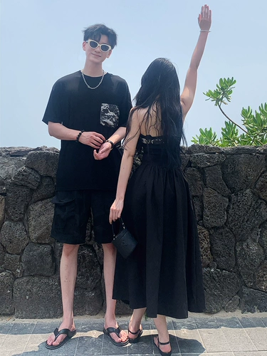 Летняя парная одежда для влюбленных, юбка, ретро платье, мини-юбка, футболка с коротким рукавом, премиум класс