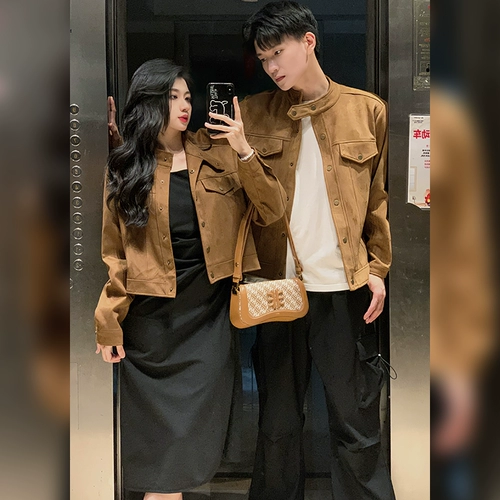 Осенняя демисезонная парная одежда для влюбленных, ретро трендовая куртка, изысканный стиль, в американском стиле