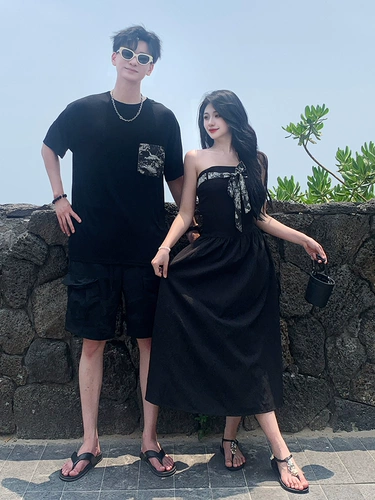 Летняя парная одежда для влюбленных, юбка, ретро платье, мини-юбка, футболка с коротким рукавом, премиум класс